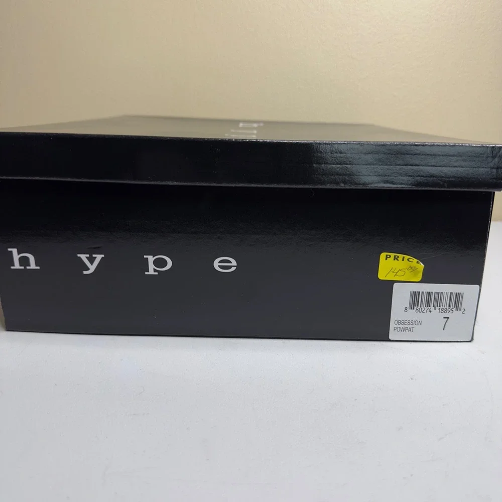 Hype Obsession Blue Patent Leather Boots Buckle Cutout Square Toe Size 7 - Picture 5 of 6